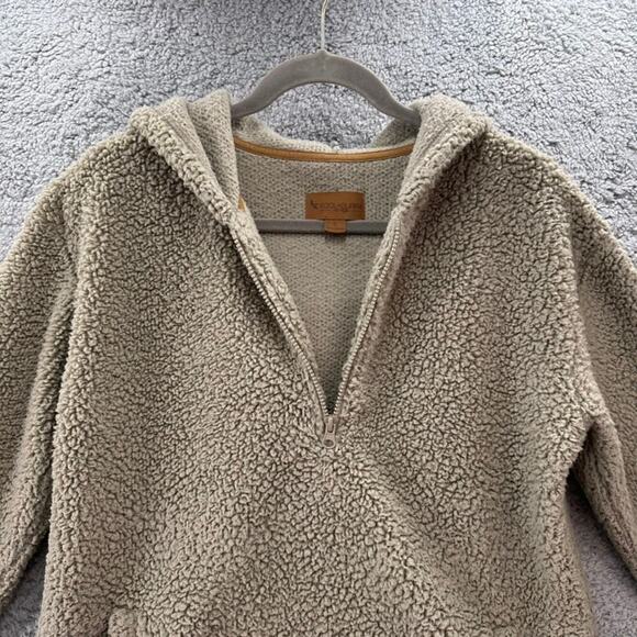 Koolaburra by UGG Women's Size Small Fleece Hooded Pullover 1/4 Zip Tan Cozy - Picture 3 of 9